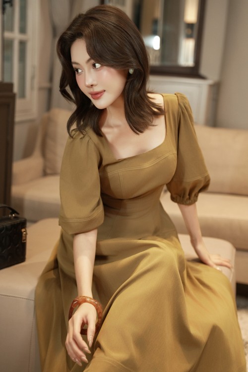 Sixdo Cinnamon Raw Flared Dress